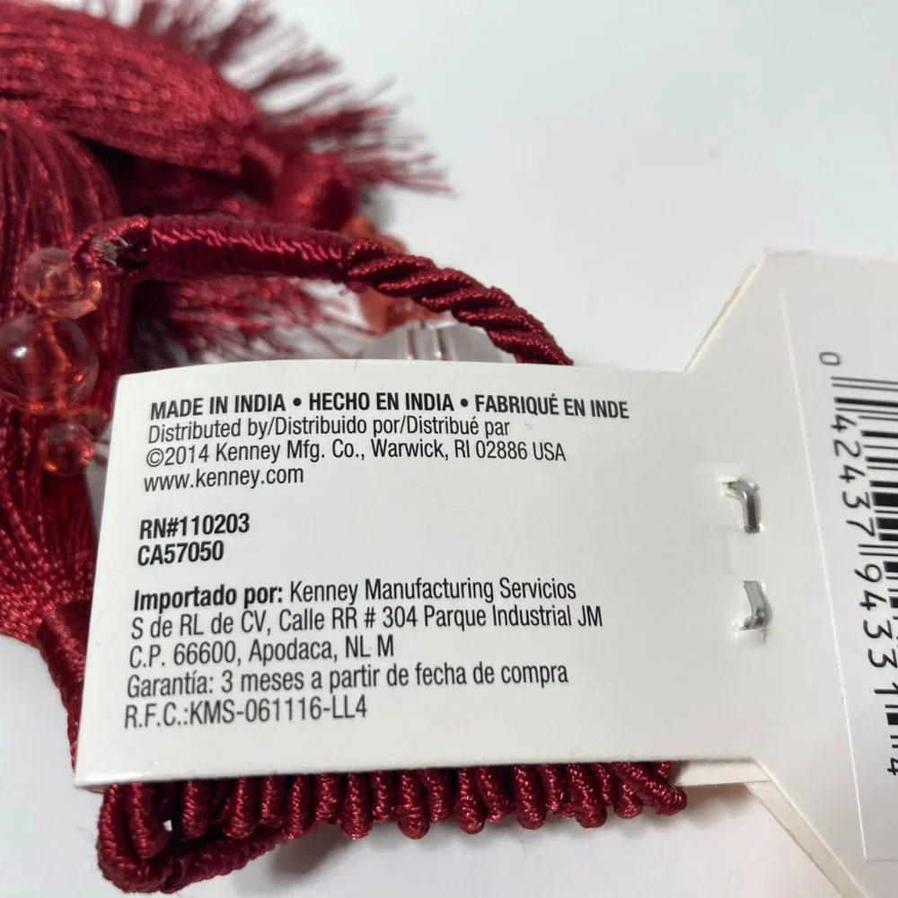 Burgundy Red Beaded Curtain Tieback Set of 2 Long